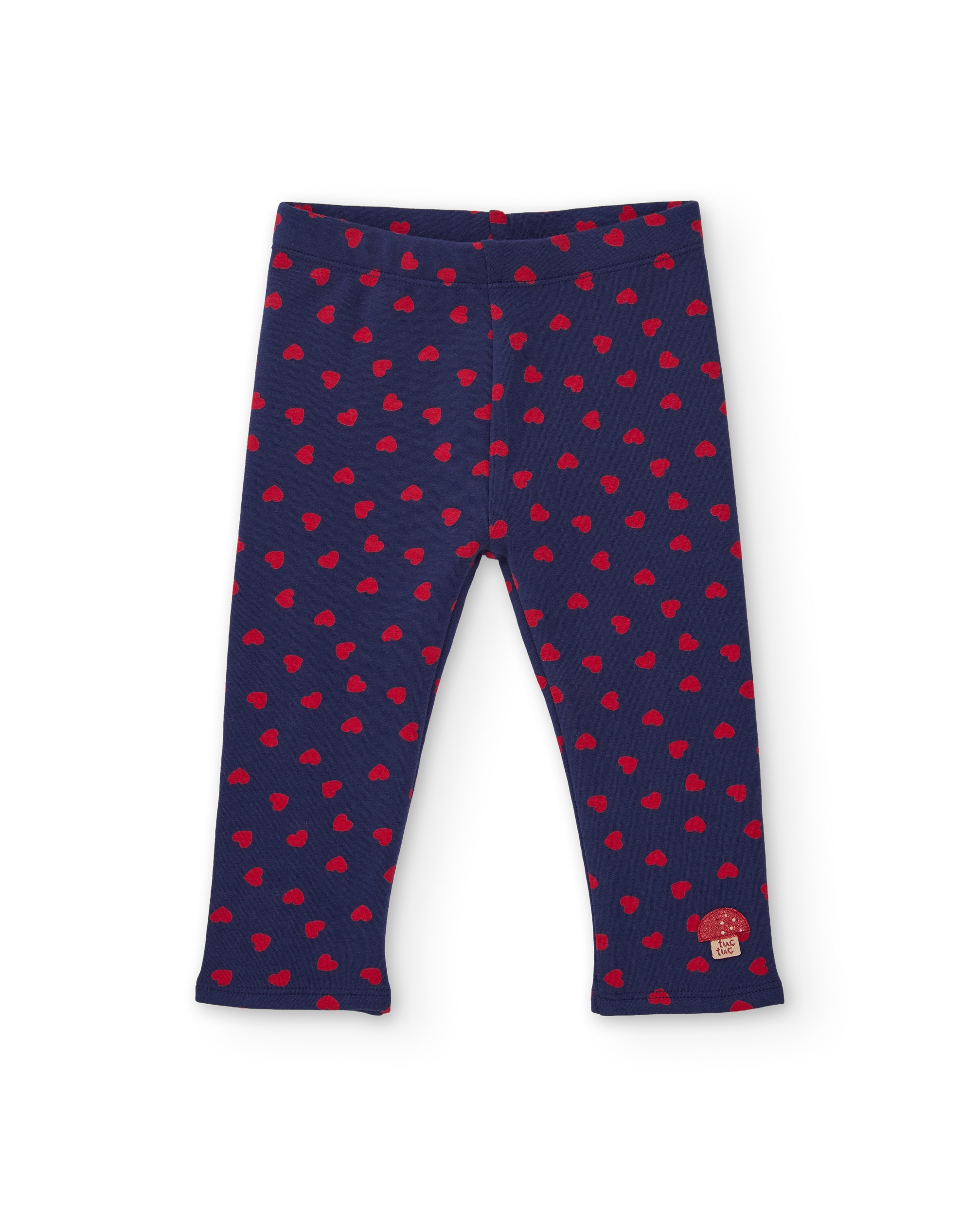 Legging de niña de felpa con estampado de corazones y tejido elástico - Tuc tuc - Azul marino Azul marino-3