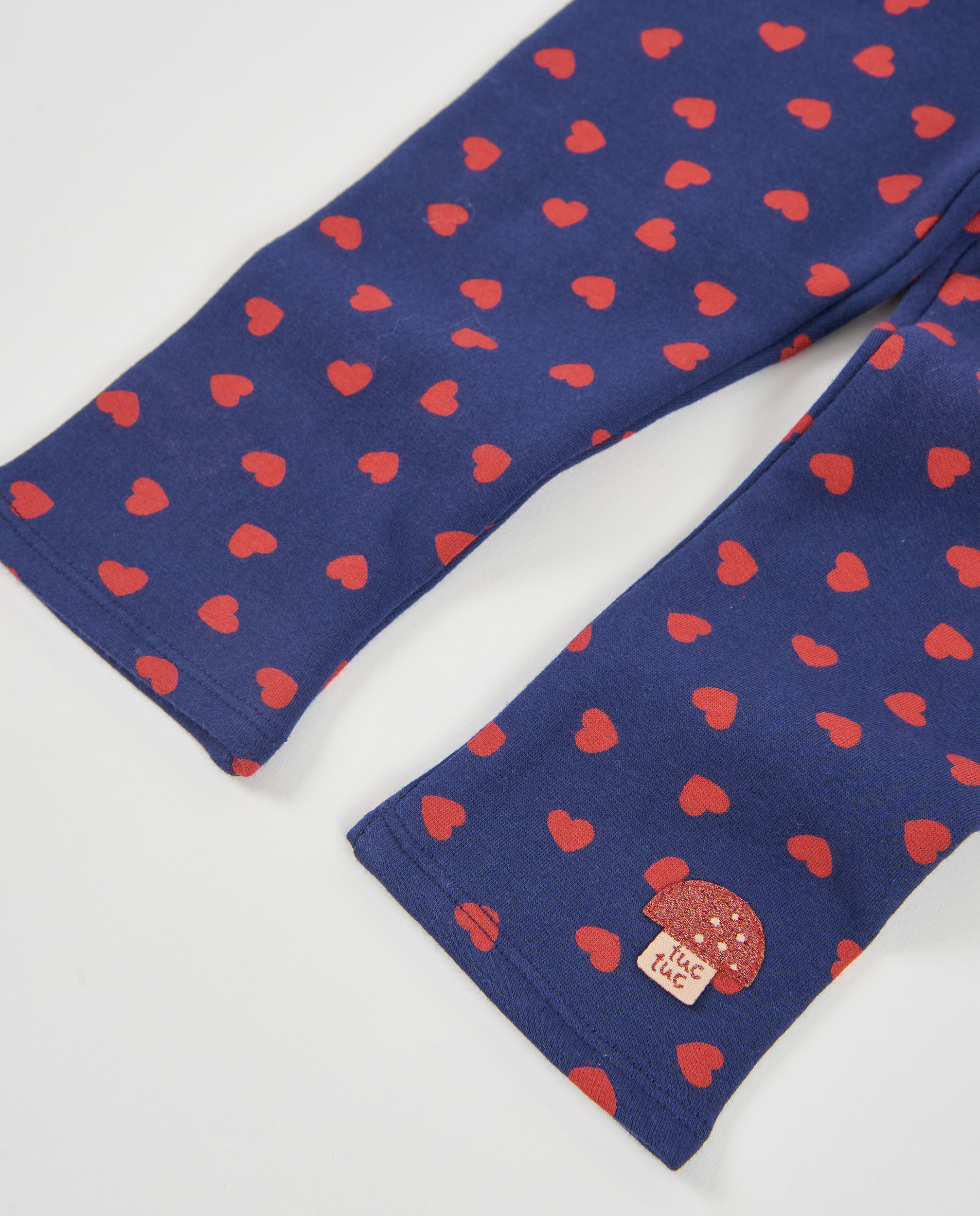 Legging de niña de felpa con estampado de corazones y tejido elástico - Tuc tuc - Azul marino Azul marino-5