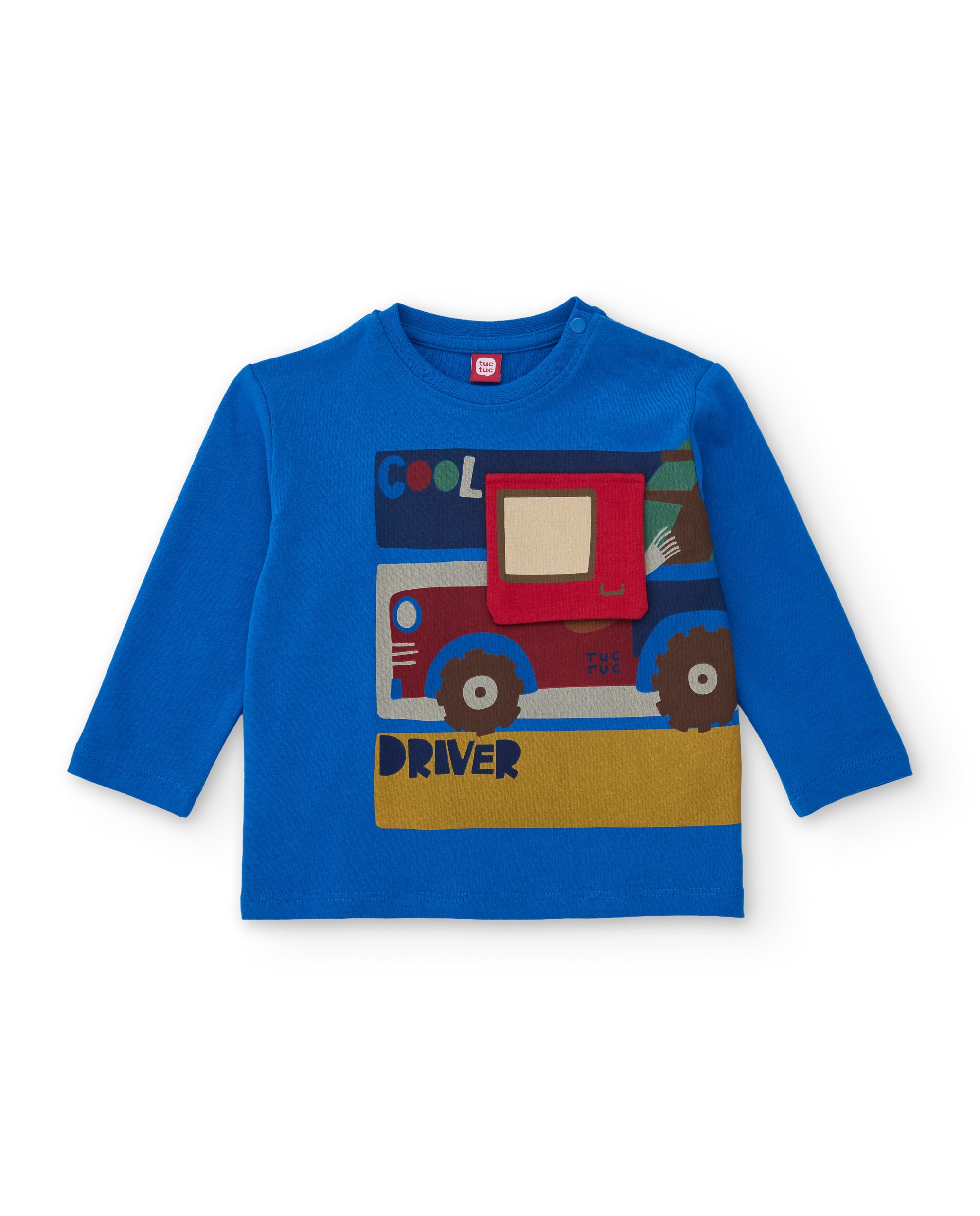 Camiseta de niño de punto con diseño de vehículo y manga larga - Tuc tuc - Azul Azul-3
