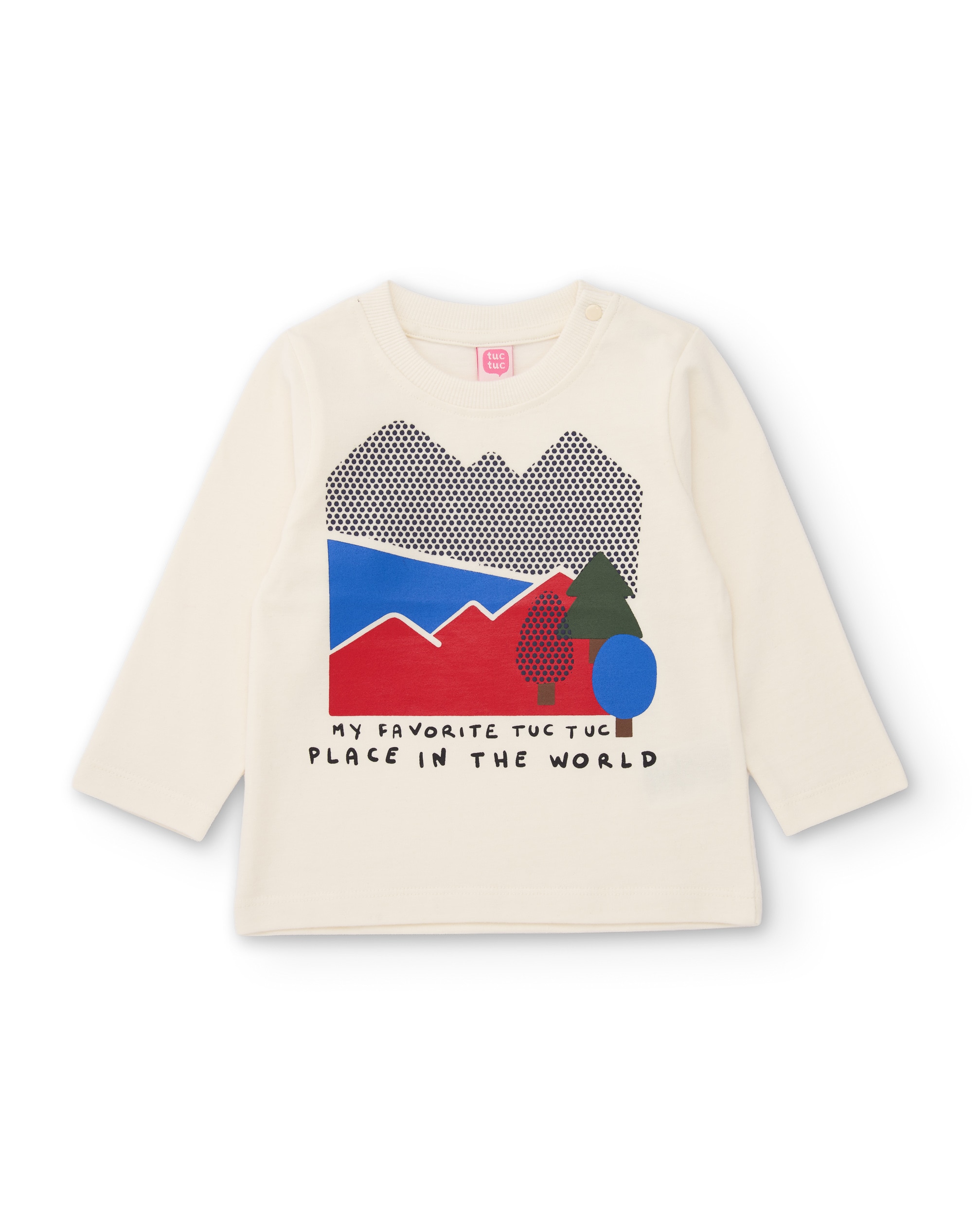Imagen 1 de Camiseta de niño de punto con gráfico y tejido transpirable Crudo