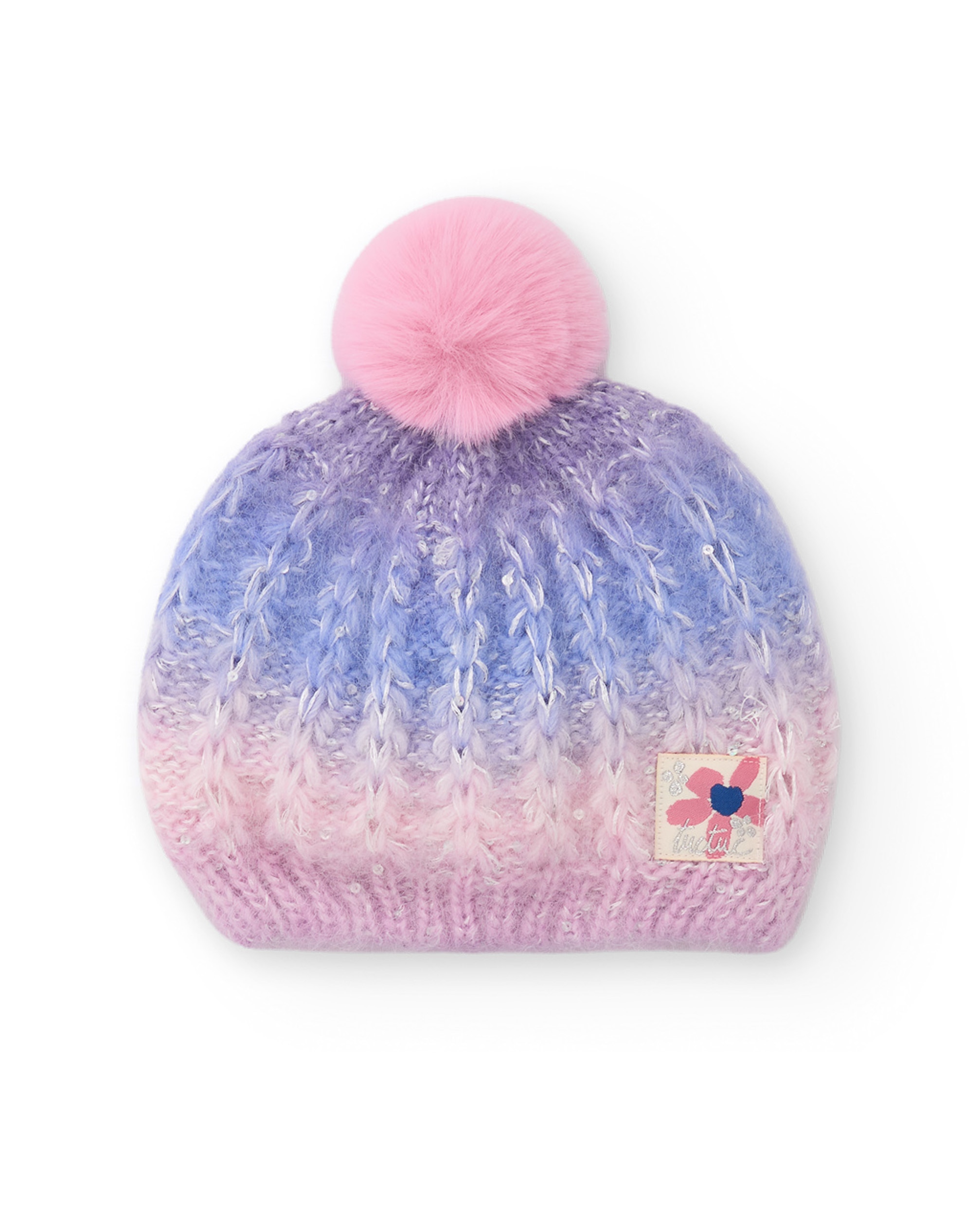 Gorro de niña de tricot con pompón y diseño degradado - Tuc tuc - Rosa Rosa-1