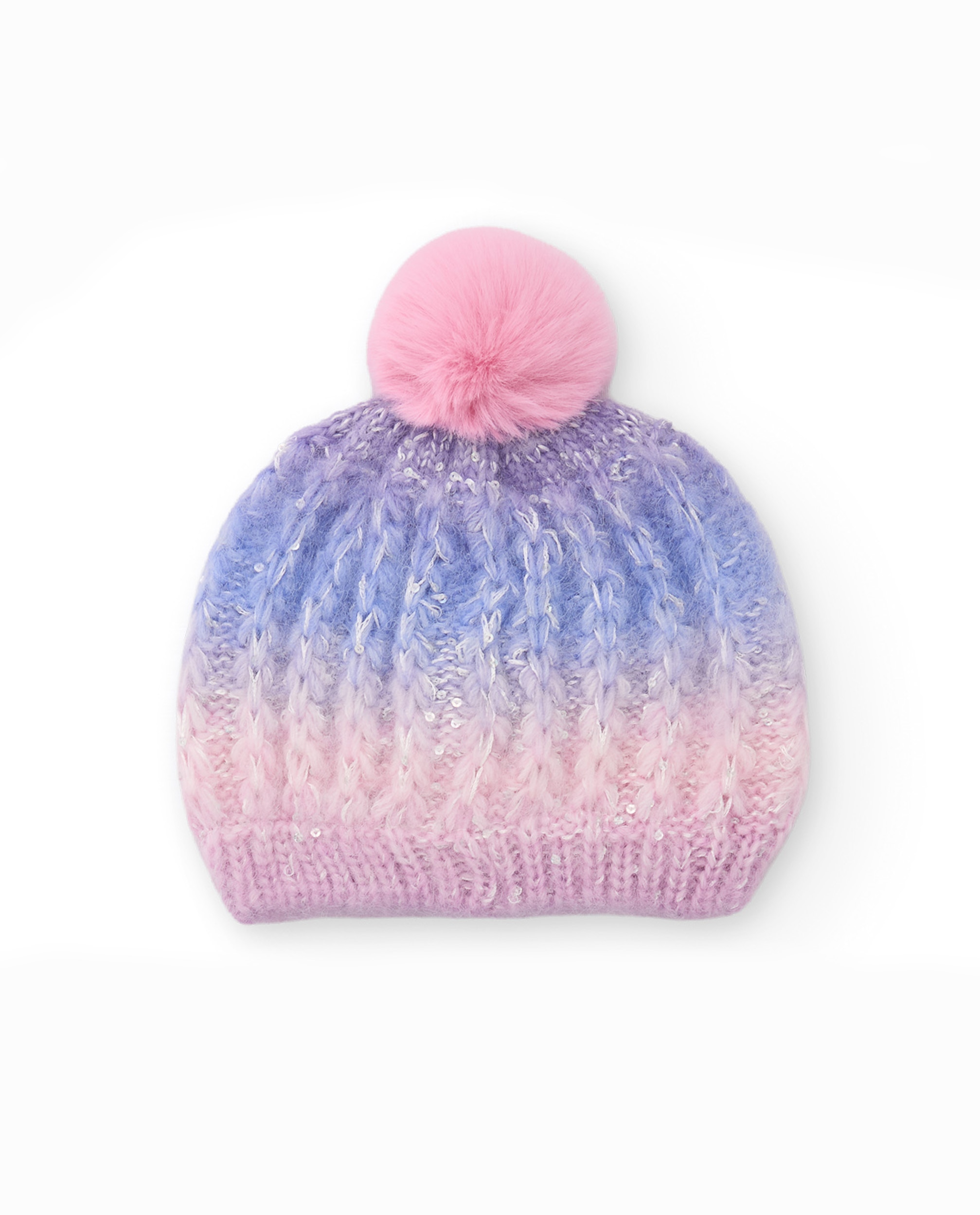 Gorro de niña de tricot con pompón y diseño degradado - Tuc tuc - Rosa Rosa-2