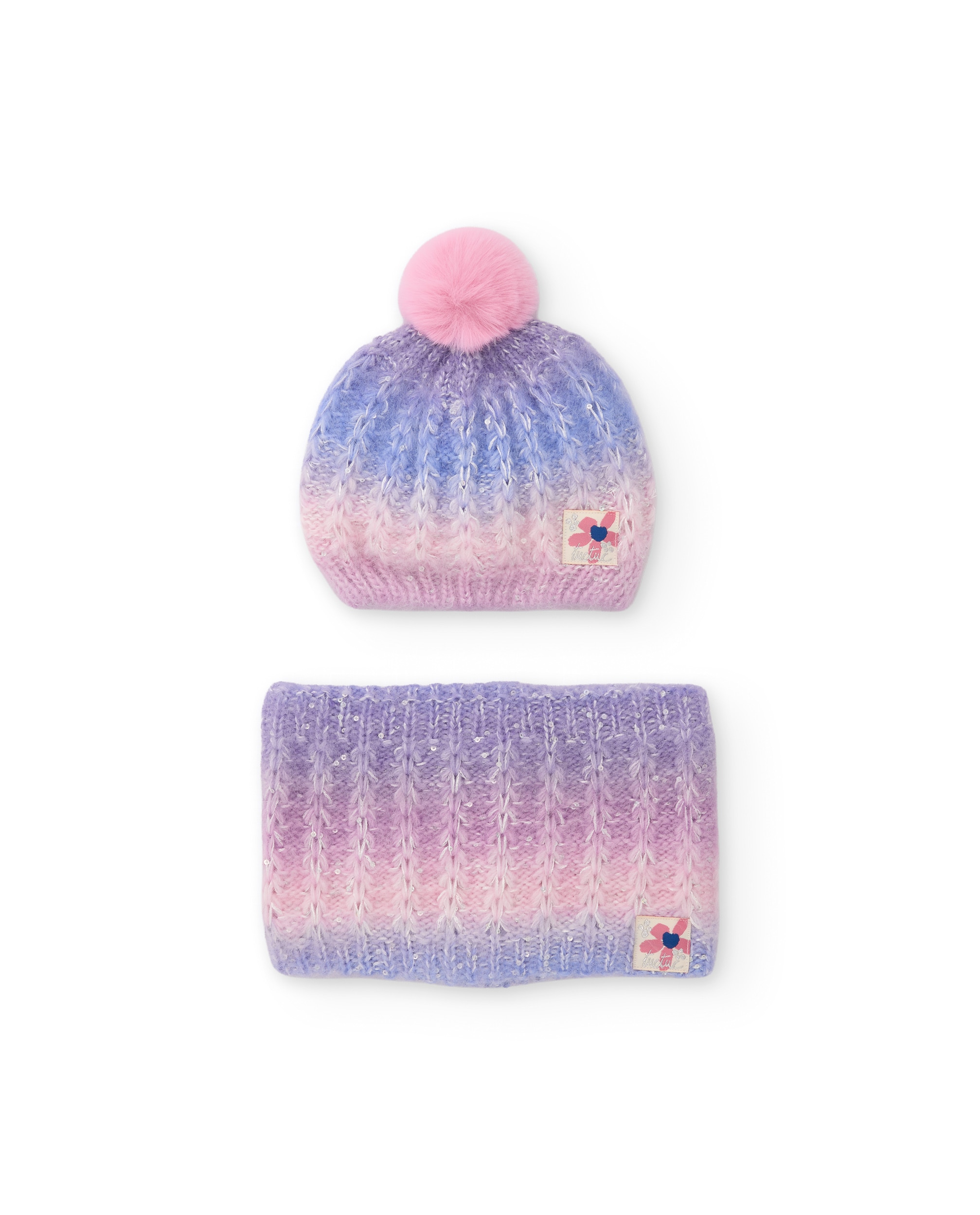 Set de niña de tricot con gorro y braga de cuello degradada - Tuc tuc - Rosa Rosa-1