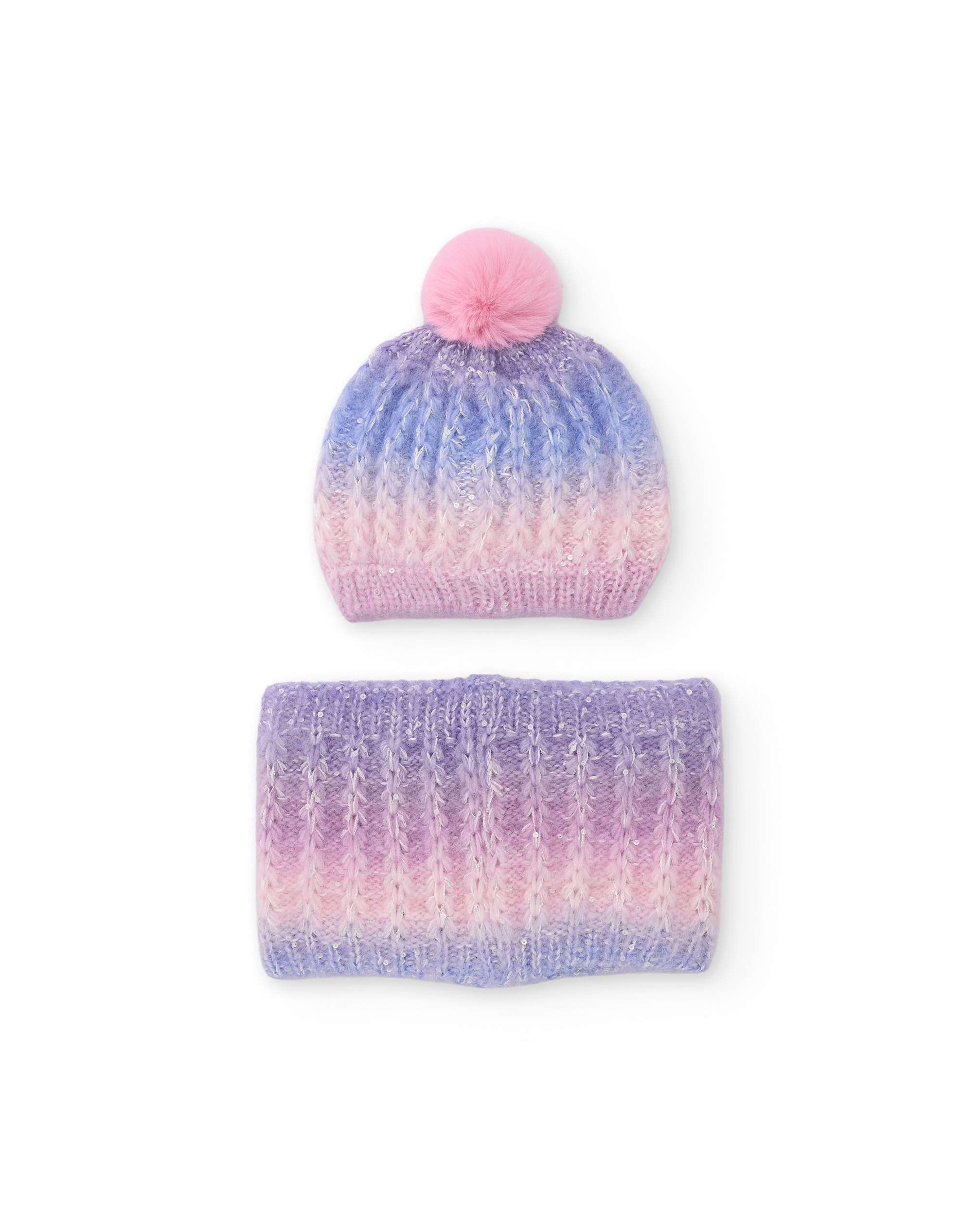 Set de niña de tricot con gorro y braga de cuello degradada - Tuc tuc - Rosa Rosa-3