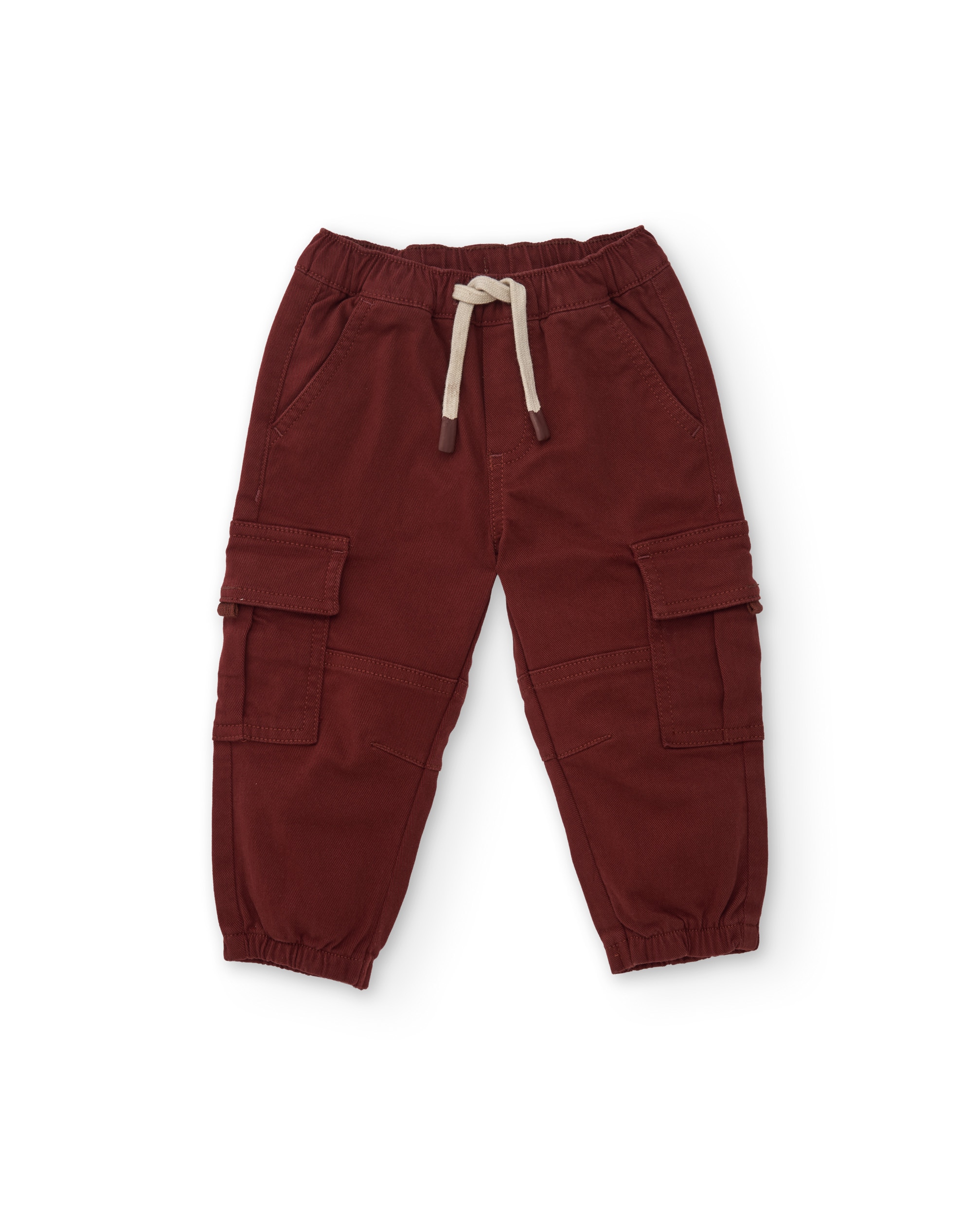 Imagen 3 de Pantalón cargo de niño de tela plana con bolsillos y cintura elástica - Tuc tuc - Burdeos Burdeos