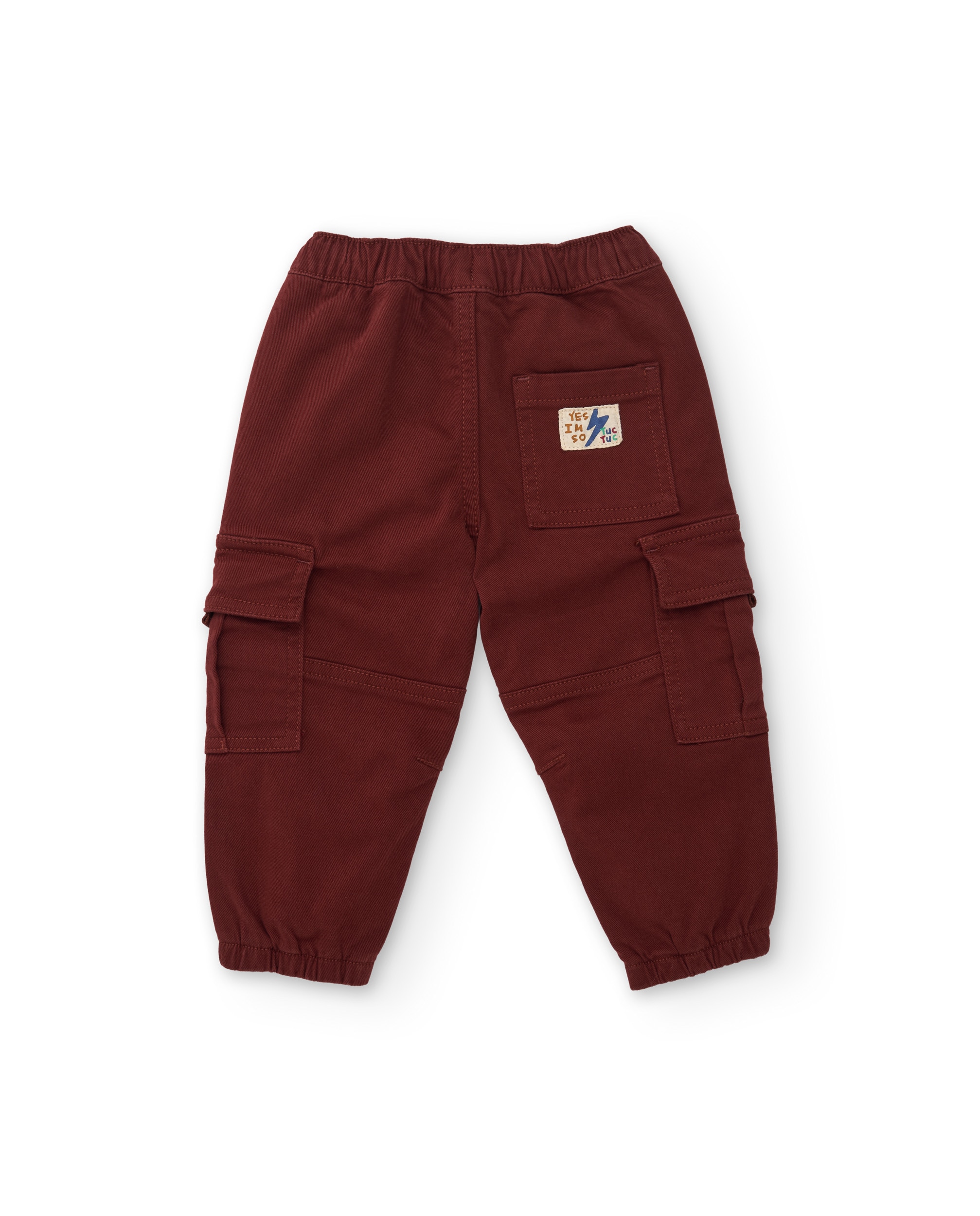 Imagen 2 de Pantalón cargo de niño de tela plana con bolsillos y cintura elástica - Tuc tuc - Burdeos Burdeos