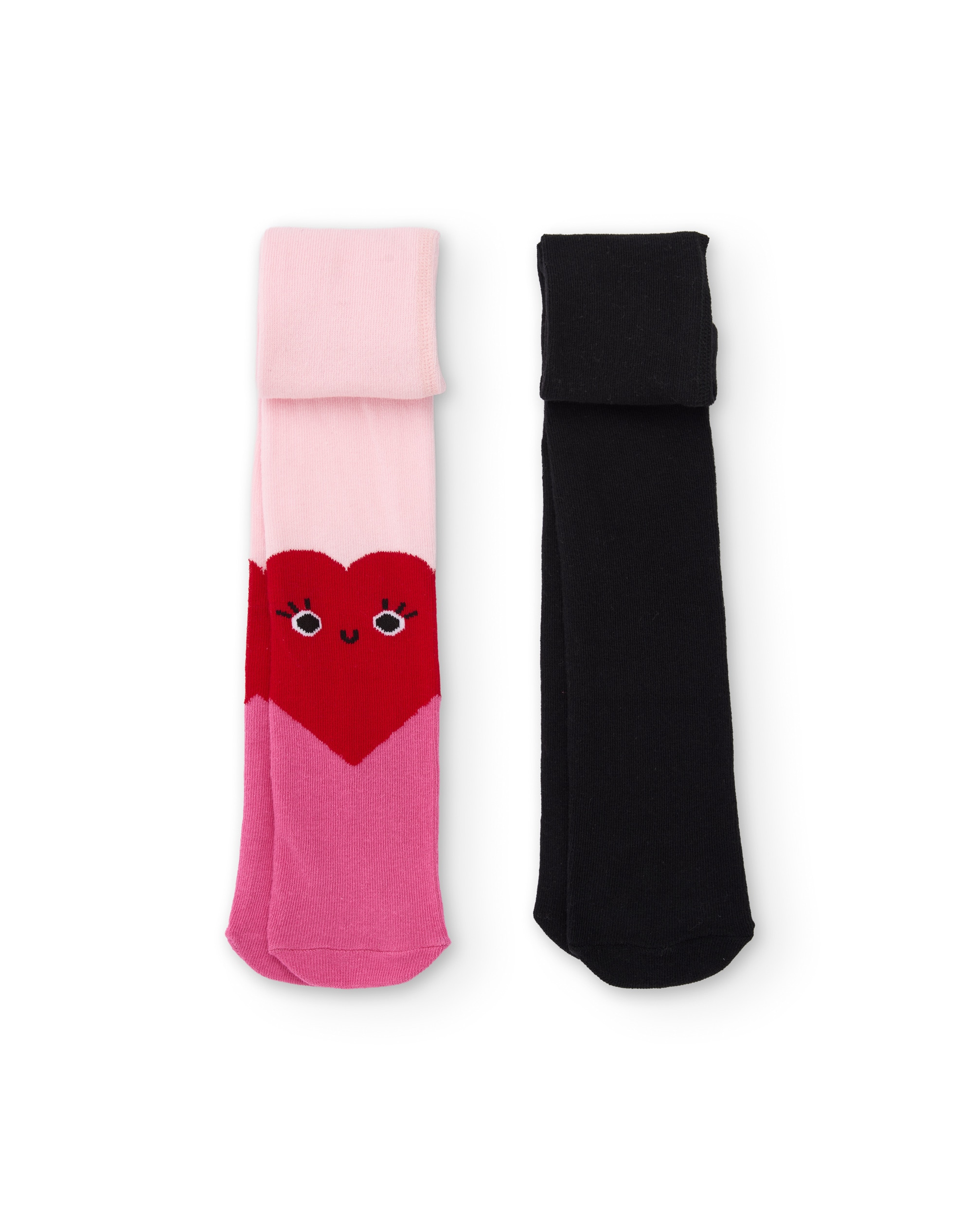 Leotardos de niña de punto con diseño de corazón y tejido elástico - Tuc tuc - Rosa Rosa-1