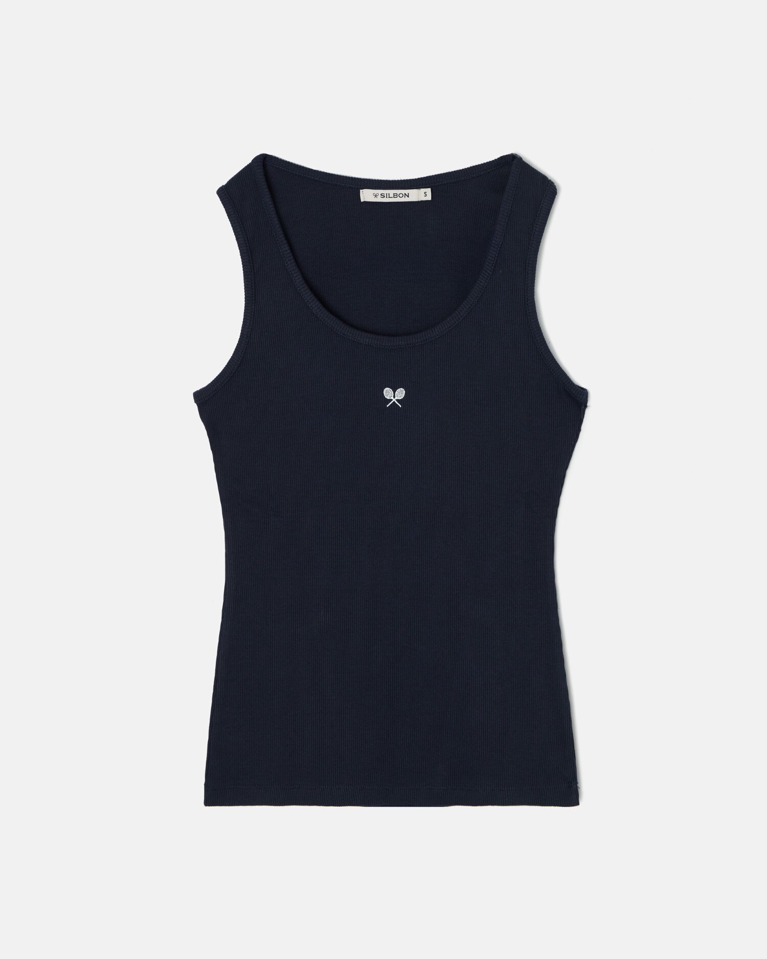 Camiseta woman tank azul marino - Silbon - Gris/Negro Gris/Negro-5