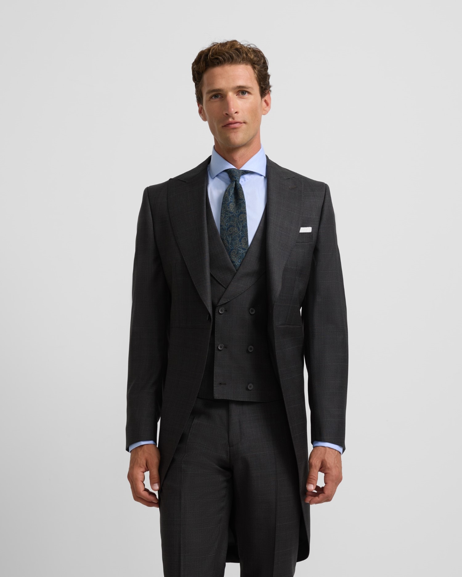 Silbon - Levita chaqué de hombre príncipe de gales gris.