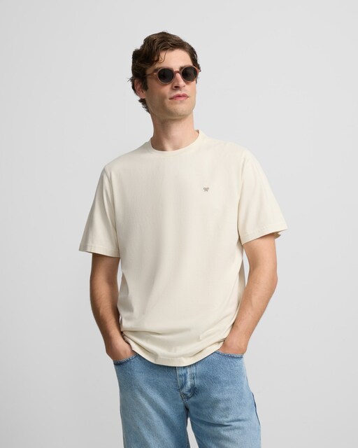 Imagen 0 de Camiseta de hombre cuadro lettering crema