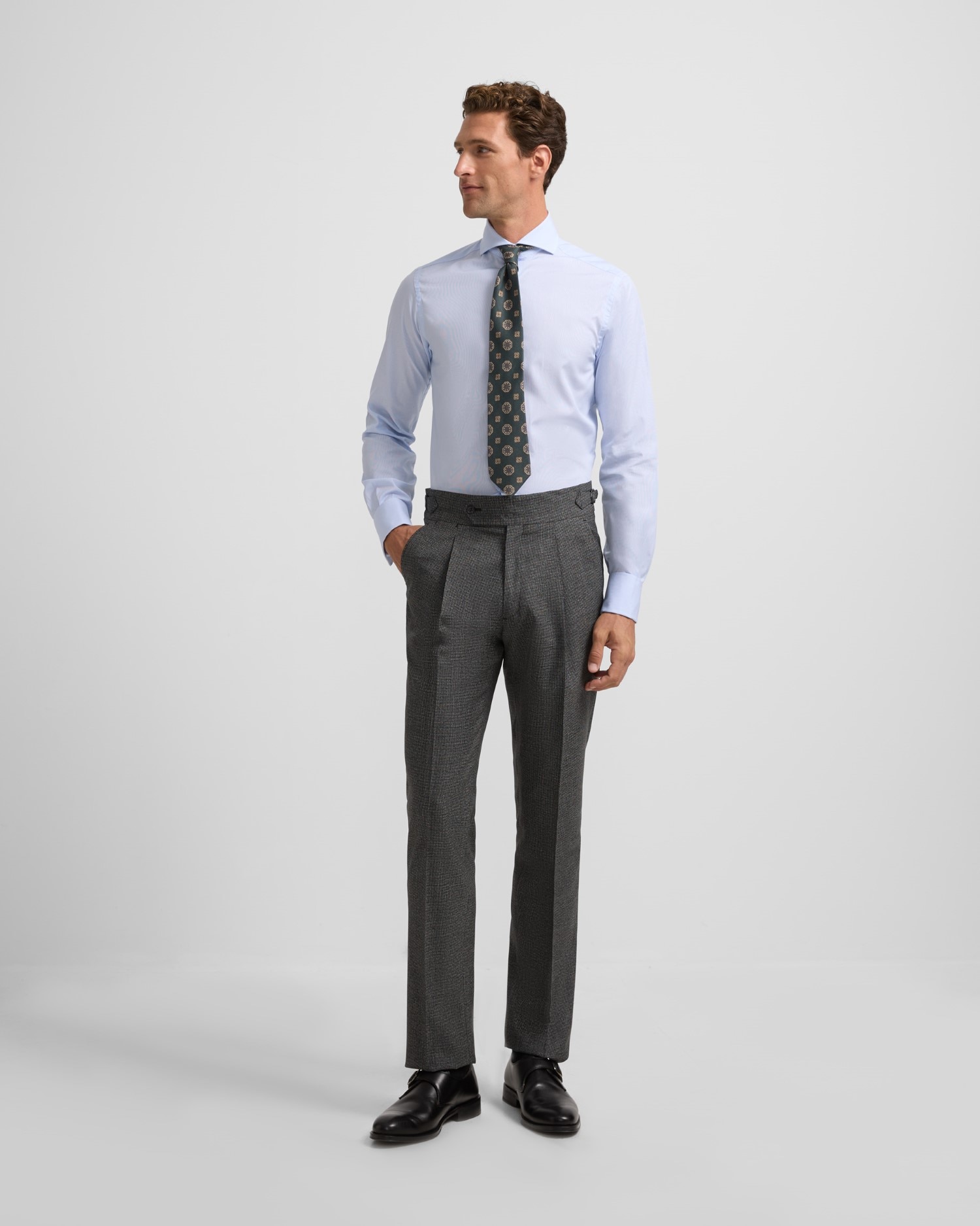 Silbon - Pantalón de traje de hombre pata de gallo gris.
