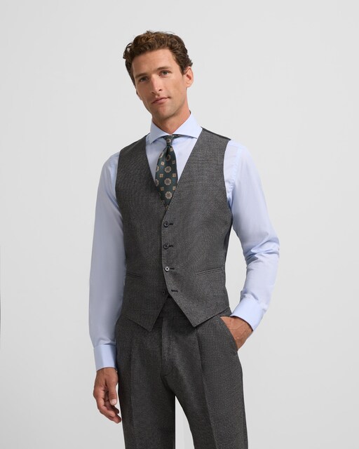 Imagen 0 de Chaleco de traje de hombre recto pata de gallo gris
