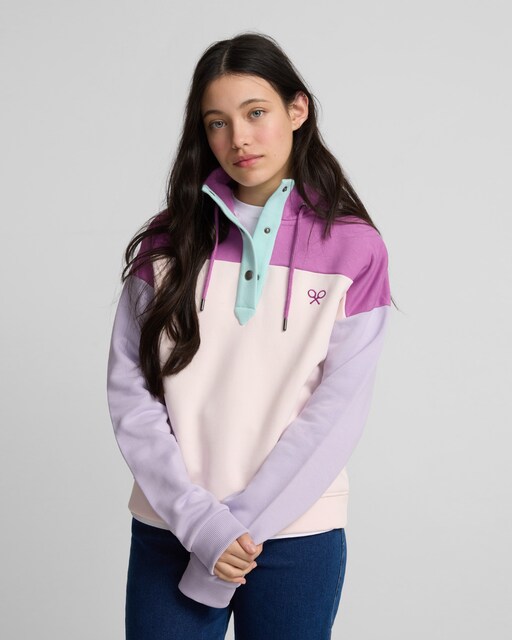 Imagen 0 de Sudadera de mujer cuello botones colour block