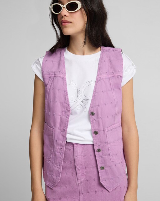 Chaleco de mujer denim con botones metálicos