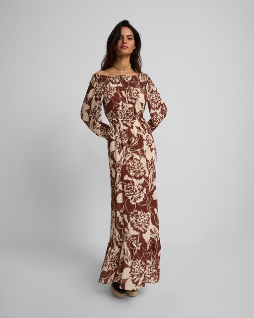 Imagen 0 de Vestido palabra de honor estampado