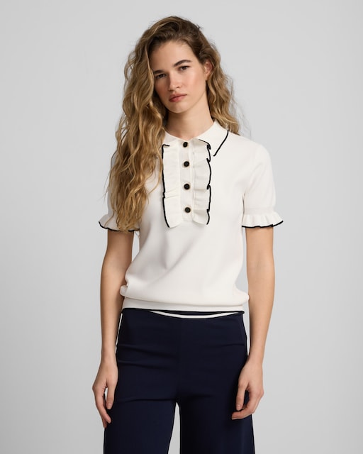 Imagen 0 de Polo de mujer de punto con volantes