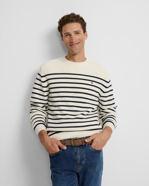 Imagen 0 de Jersey de hombre rayas nauticas marinas beige