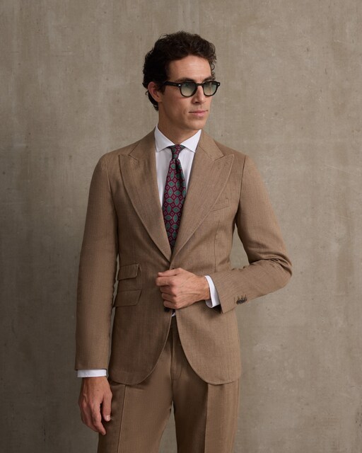 Imagen 0 de Americana de traje de hombre unique espiga marrón