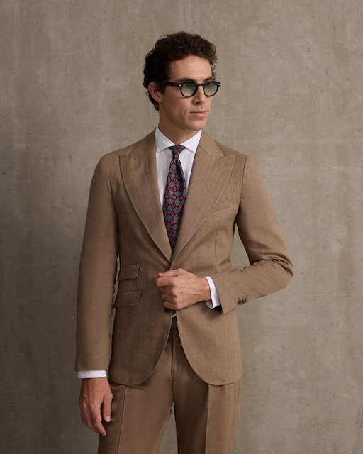 Imagen 0 de Americana de traje de hombre unique espiga marrón