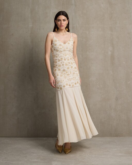 Imagen 0 de Vestido unique combinado bordados de tirantes