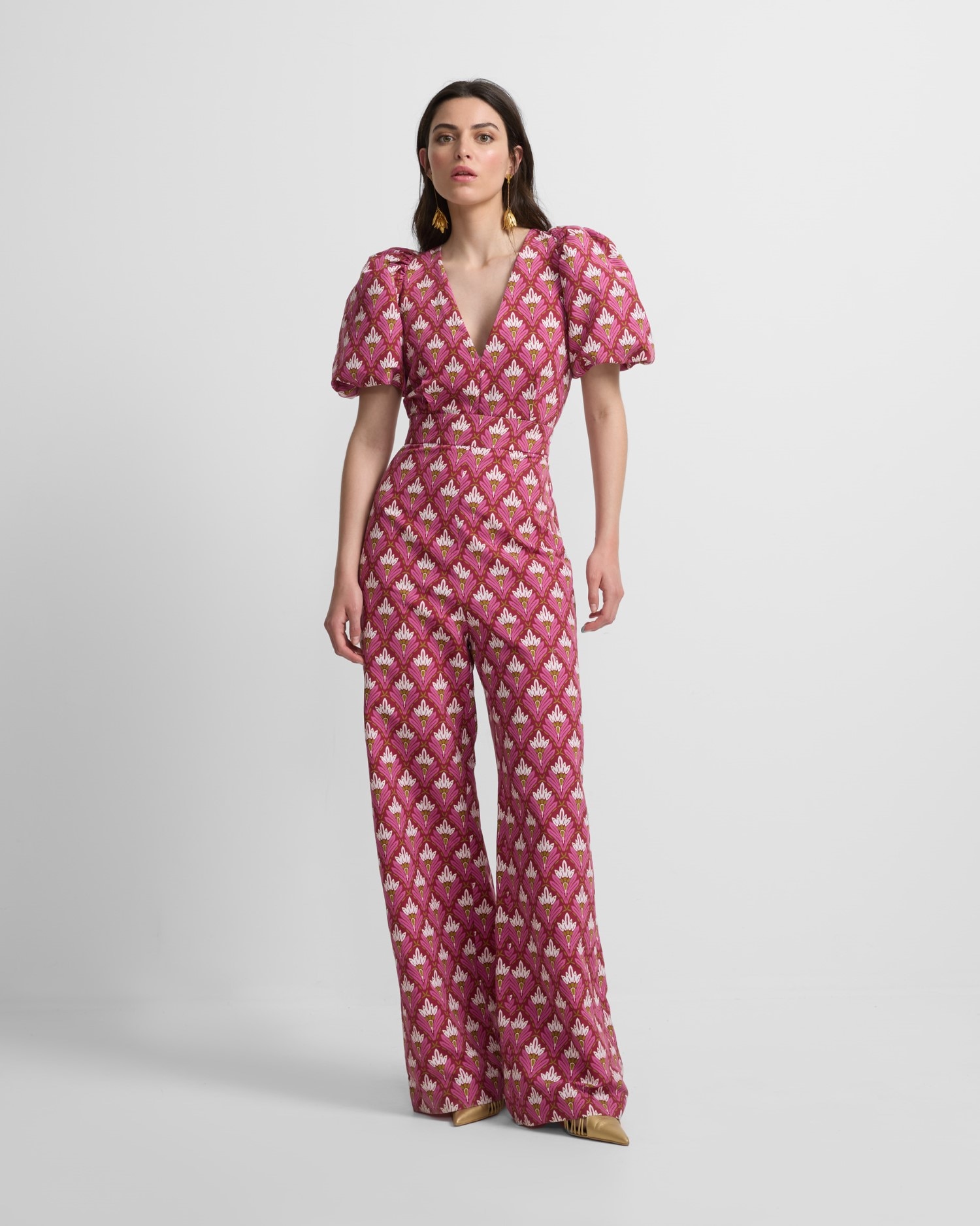 Mono de mujer event collection estampado con mangas abullonadas