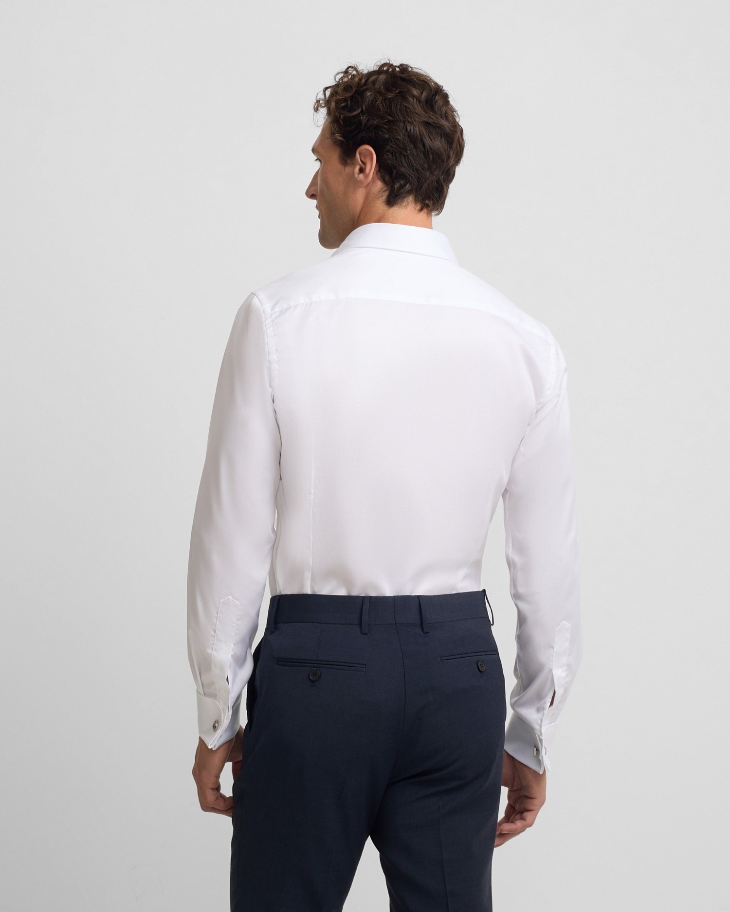 Camisa de vestir de hombre easy iron puño doble - Silbon - Blanco Blanco-2