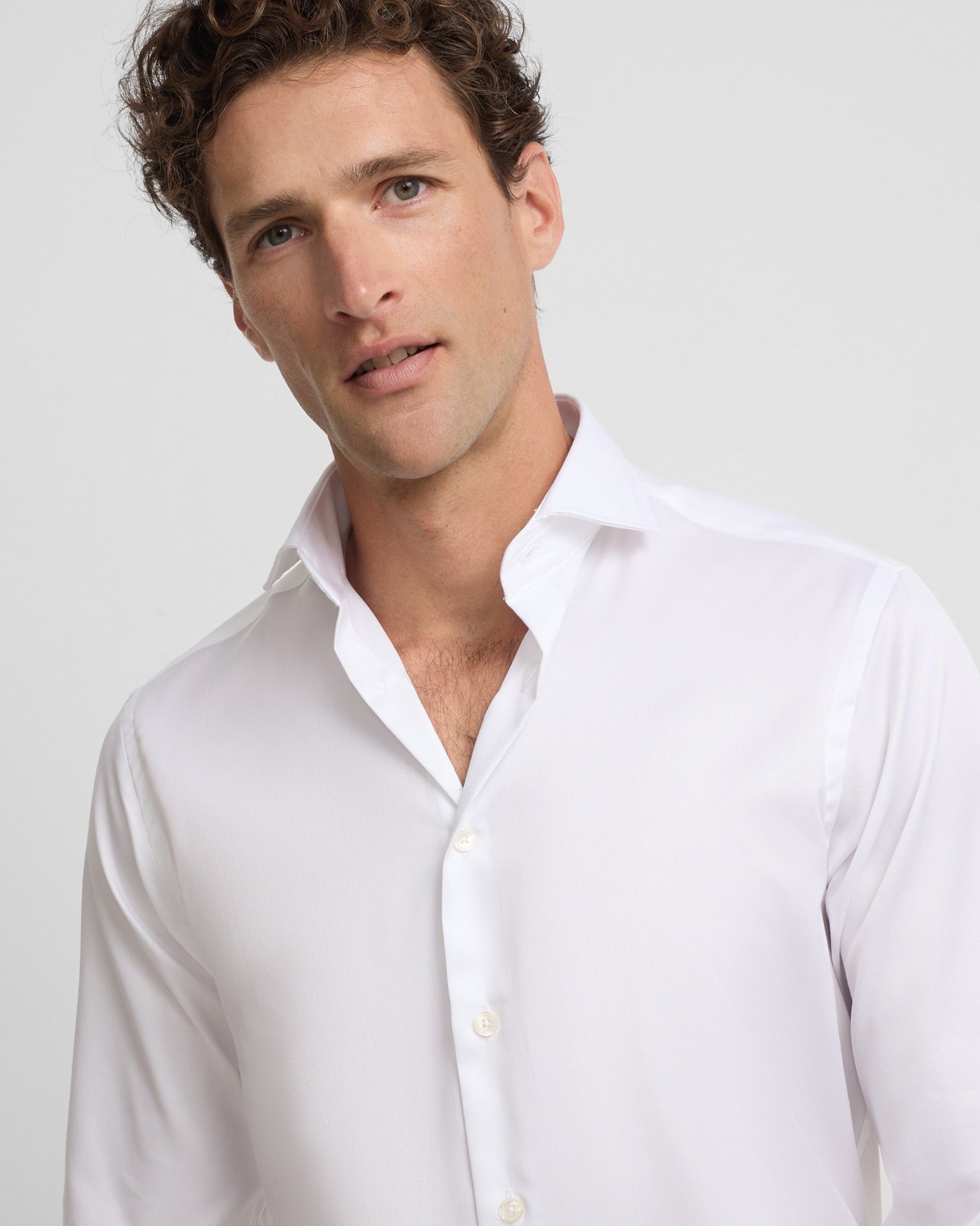 Camisa de vestir de hombre easy iron puño doble - Silbon - Blanco Blanco-3