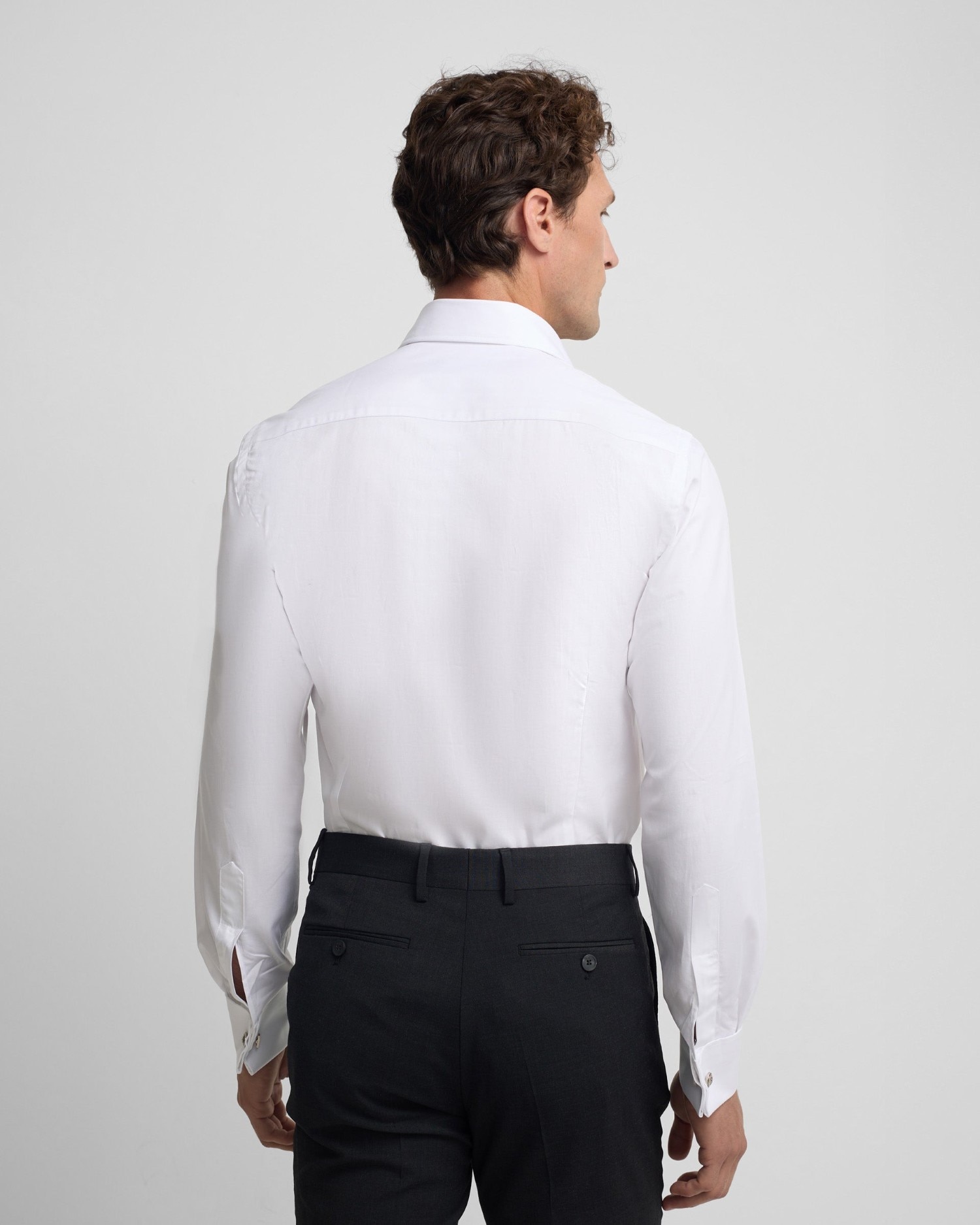 Camisa de vestir de hombre espiga puño doble - Silbon - Blanco Blanco-2