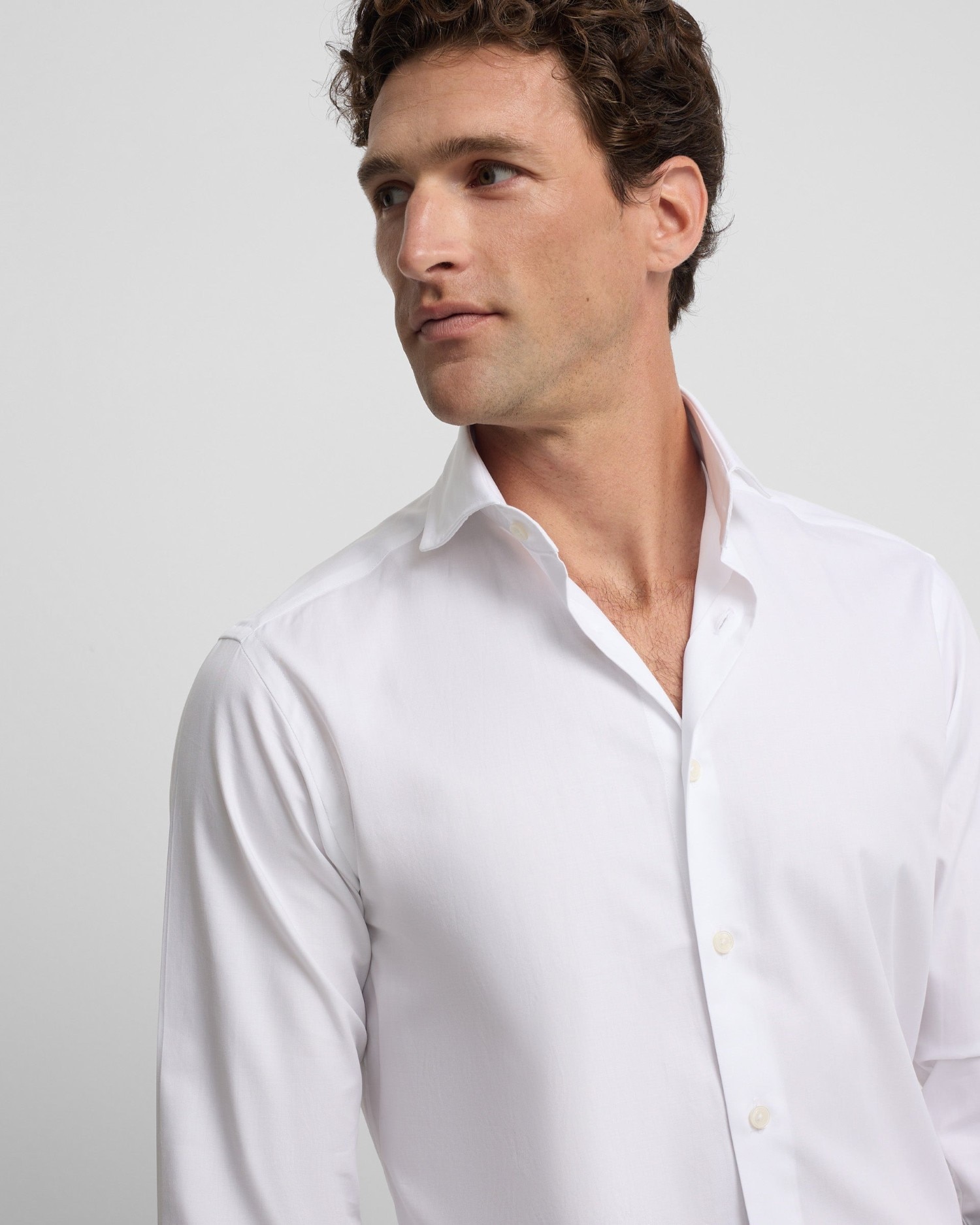 Camisa de vestir de hombre espiga puño doble - Silbon - Blanco Blanco-3