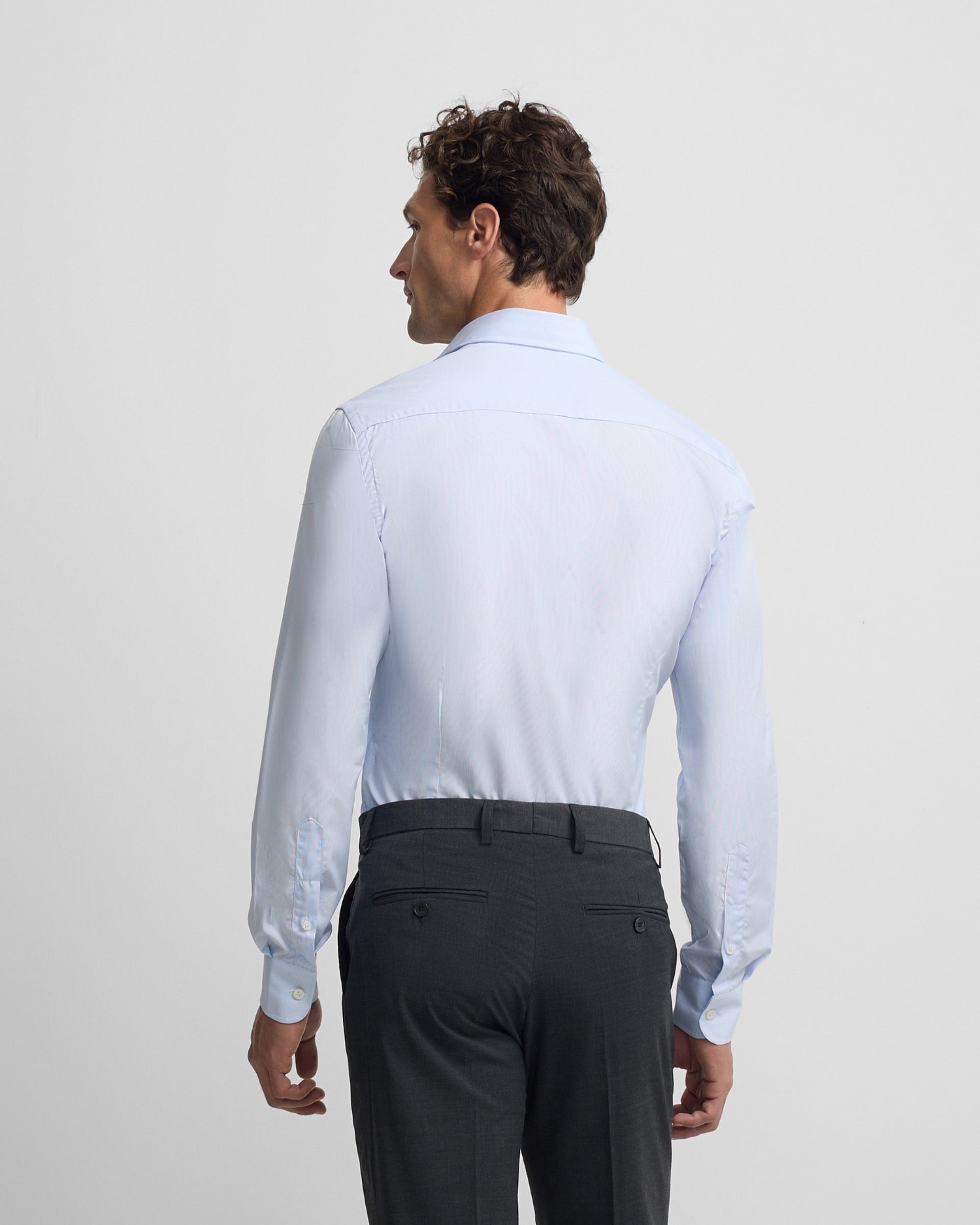 Camisa vestir de hombre mini rayas puño simple - Silbon - Azul celeste Azul celeste-2