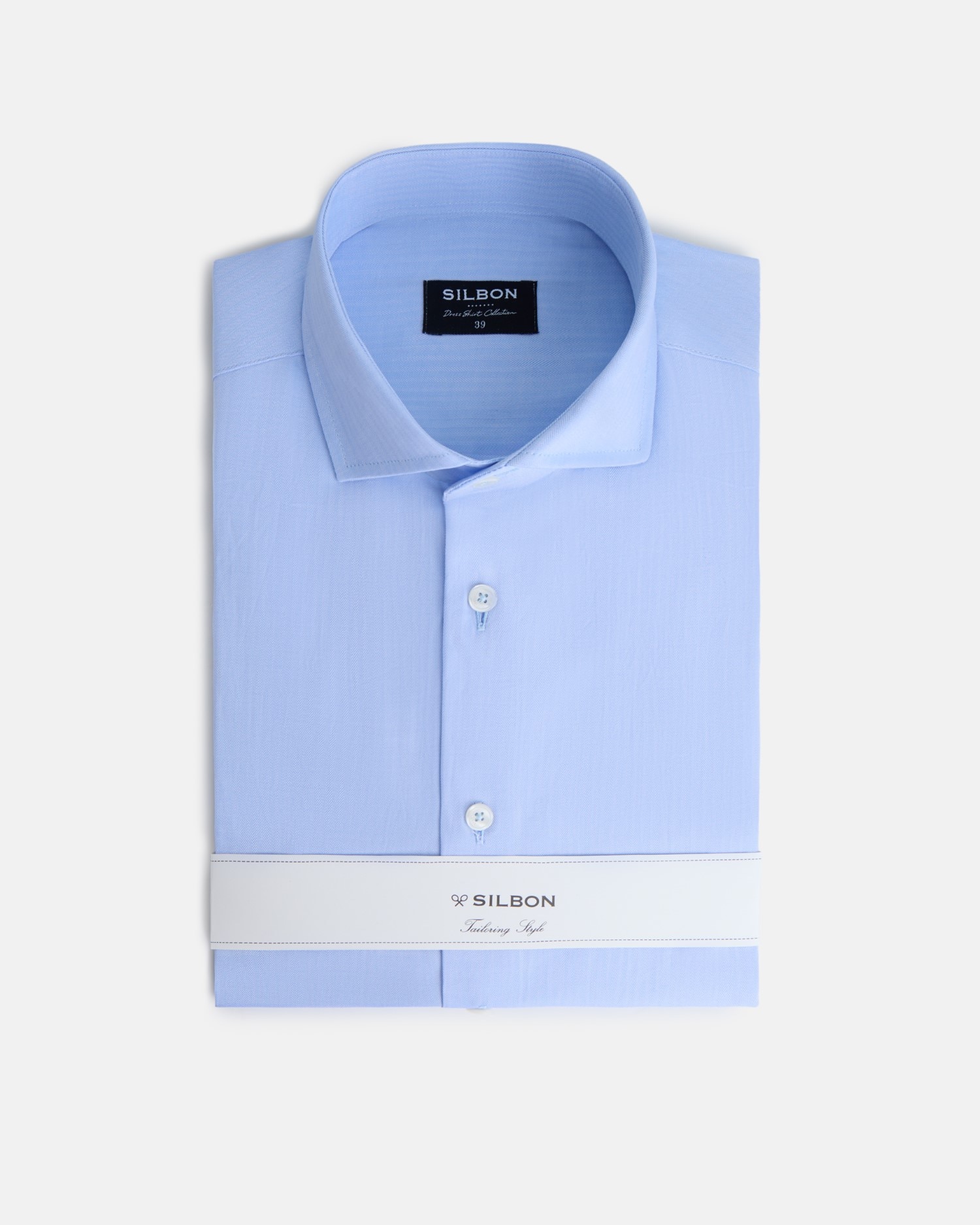 Camisa de vestir de hombre espiga puño doble - Silbon - Azul celeste Azul celeste-5