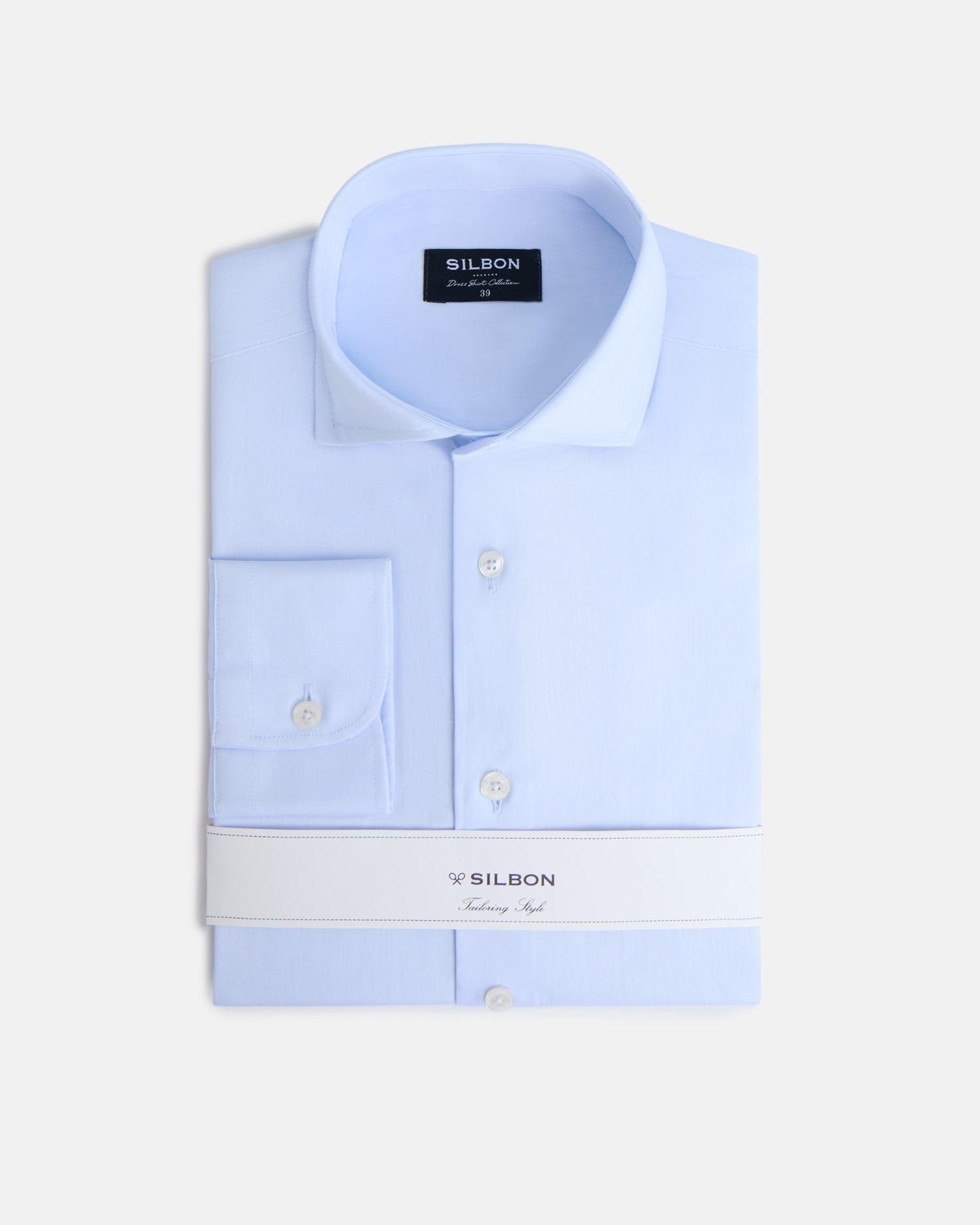 Camisa vestir de hombre mini rayas puño simple - Silbon - Azul claro Azul claro-4