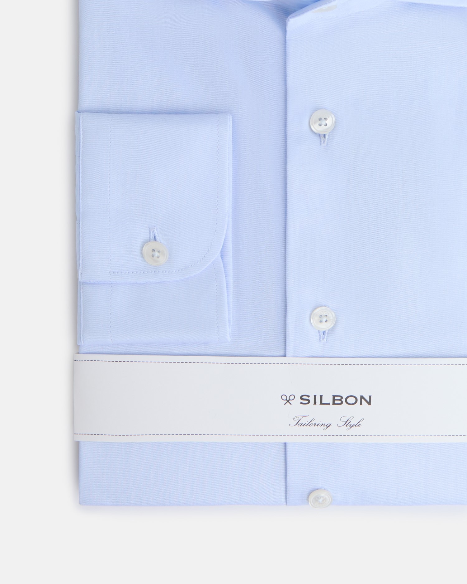 Camisa vestir de hombre mini rayas puño simple - Silbon - Azul claro Azul claro-5