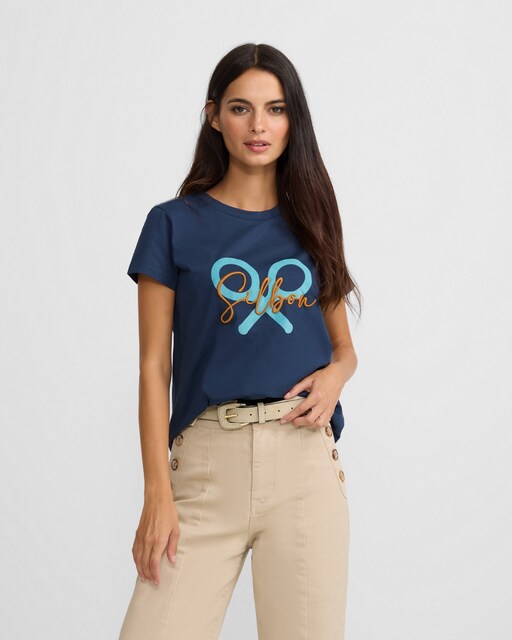 Imagen 0 de Camiseta de mujer clásica raqueta marino
