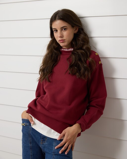 Imagen 0 de Sudadera de mujer cuello volante burdeos