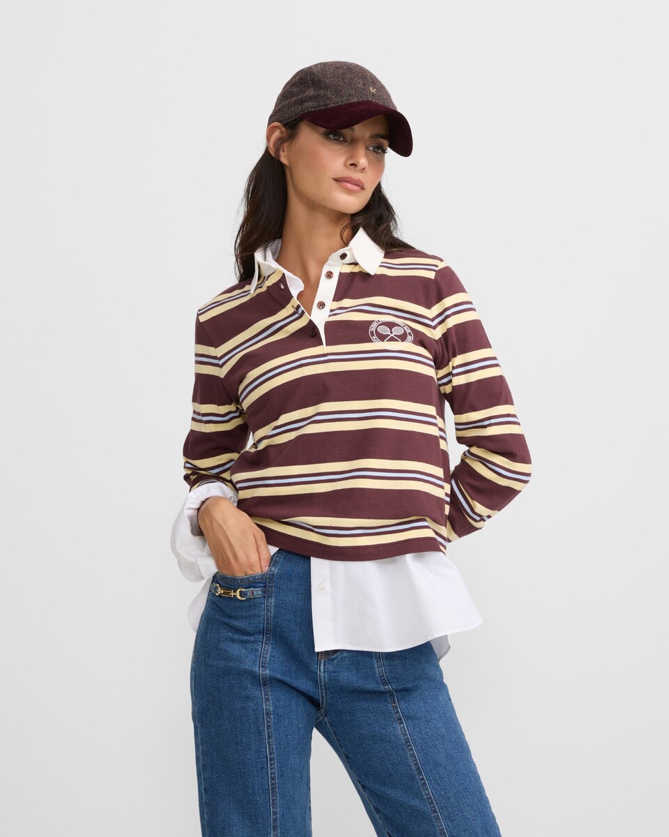 Polo de mujer rayas burdeos y amarillo · Silbon · El Corte Inglés