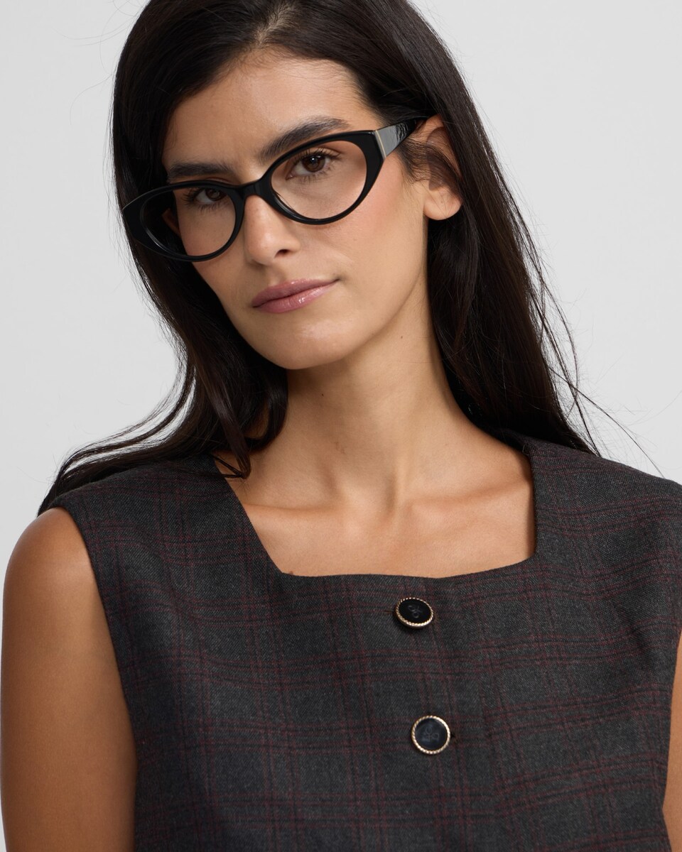 Chaleco de mujer largo cuadros grises y burdeos · Silbon · El