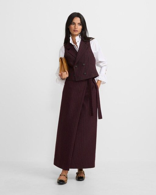Imagen 0 de Falda larga raya diplomática burdeos