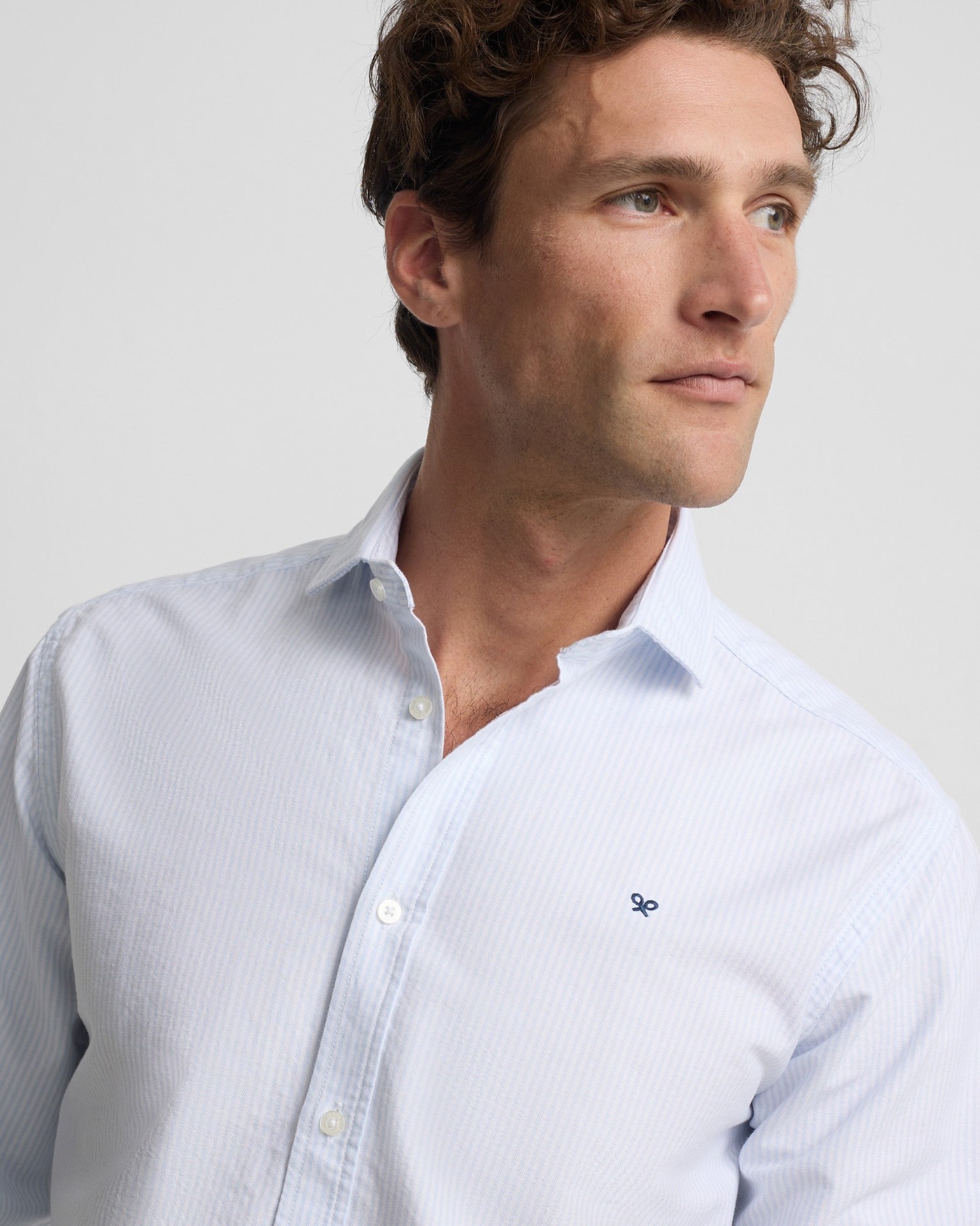 Camisa de hombre sport oxford cutaway raya - Silbon - Azul celeste Azul celeste-3