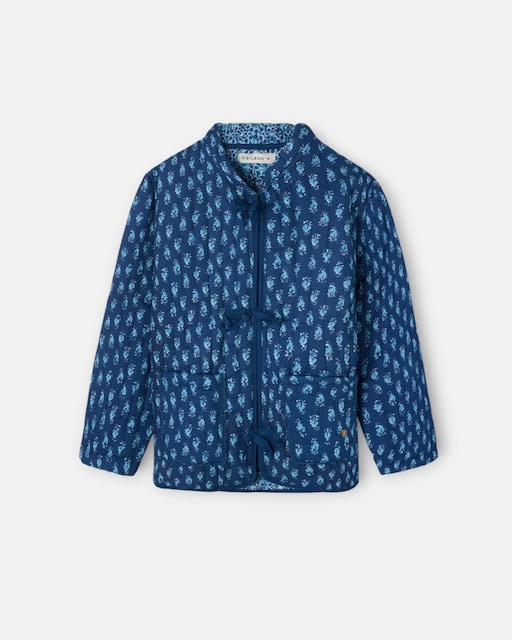 Imagen 0 de Chaqueta de niña acolchada lazos estampado azul
