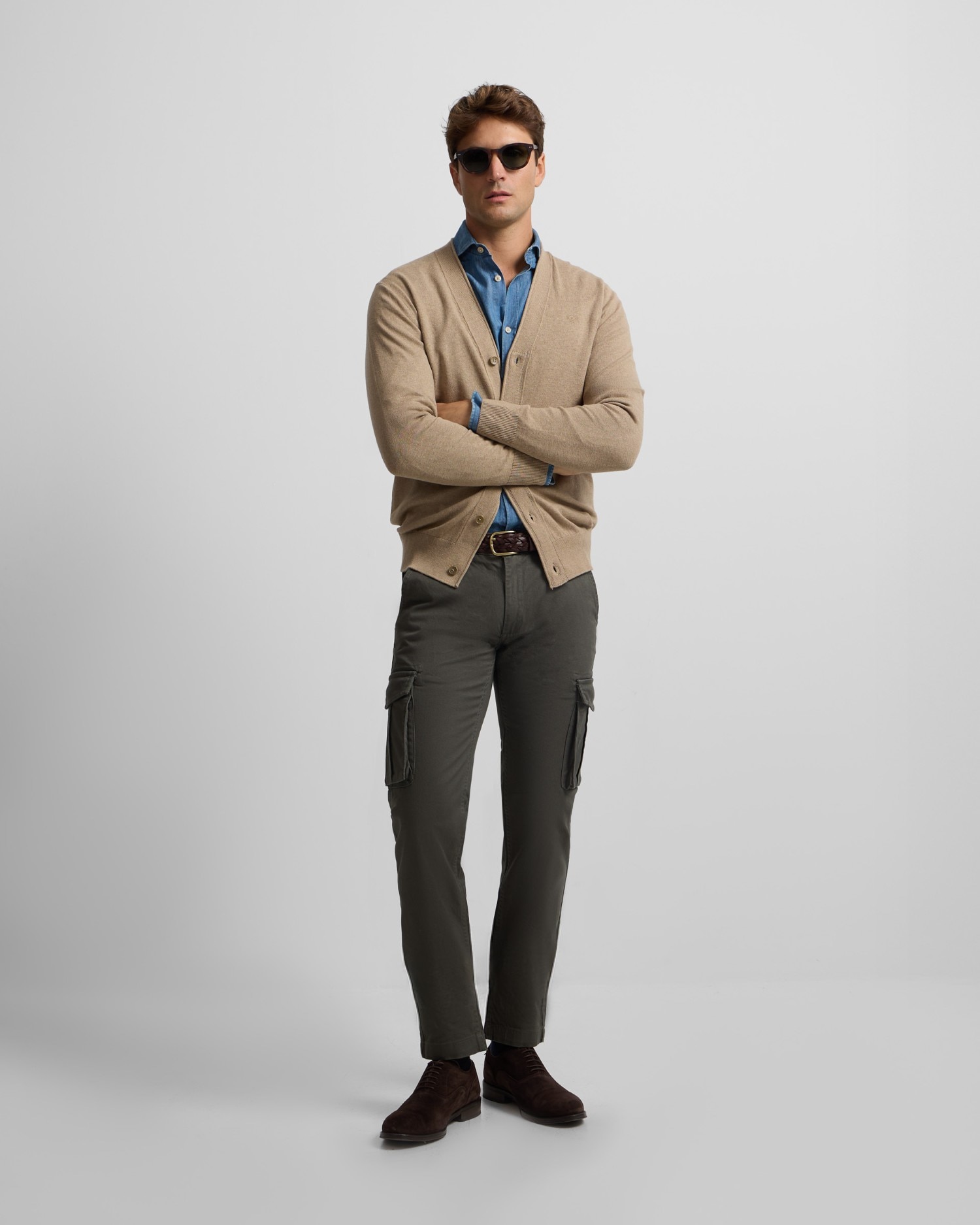 Pantalones cargo de hombre casual - Silbon - Verde oscuro Verde oscuro-1