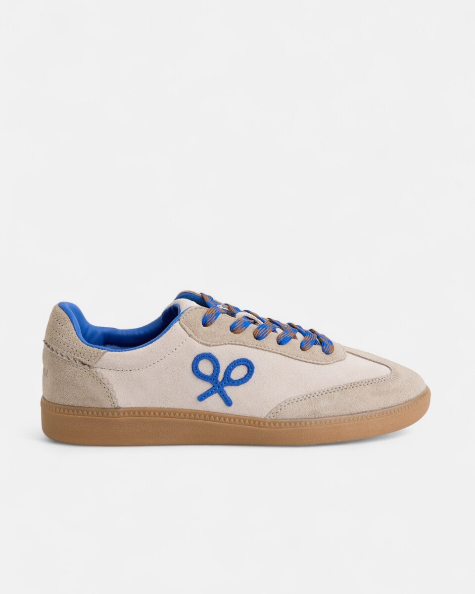 Zapatilla de mujer raqueta beige y azul 37 Azul