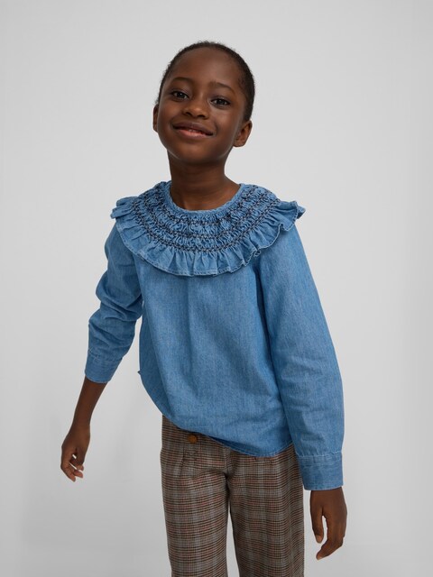 Imagen 0 de Blusa de niña detalle puño denim