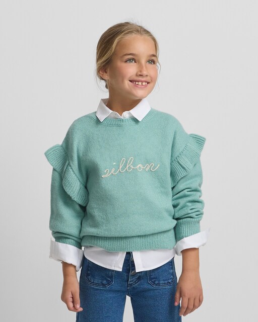 Imagen 0 de Jersey de niña punto silbon verde