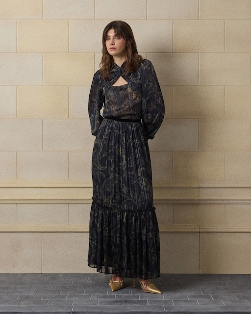 Imagen 0 de Falda unique larga estampado cachemir azul