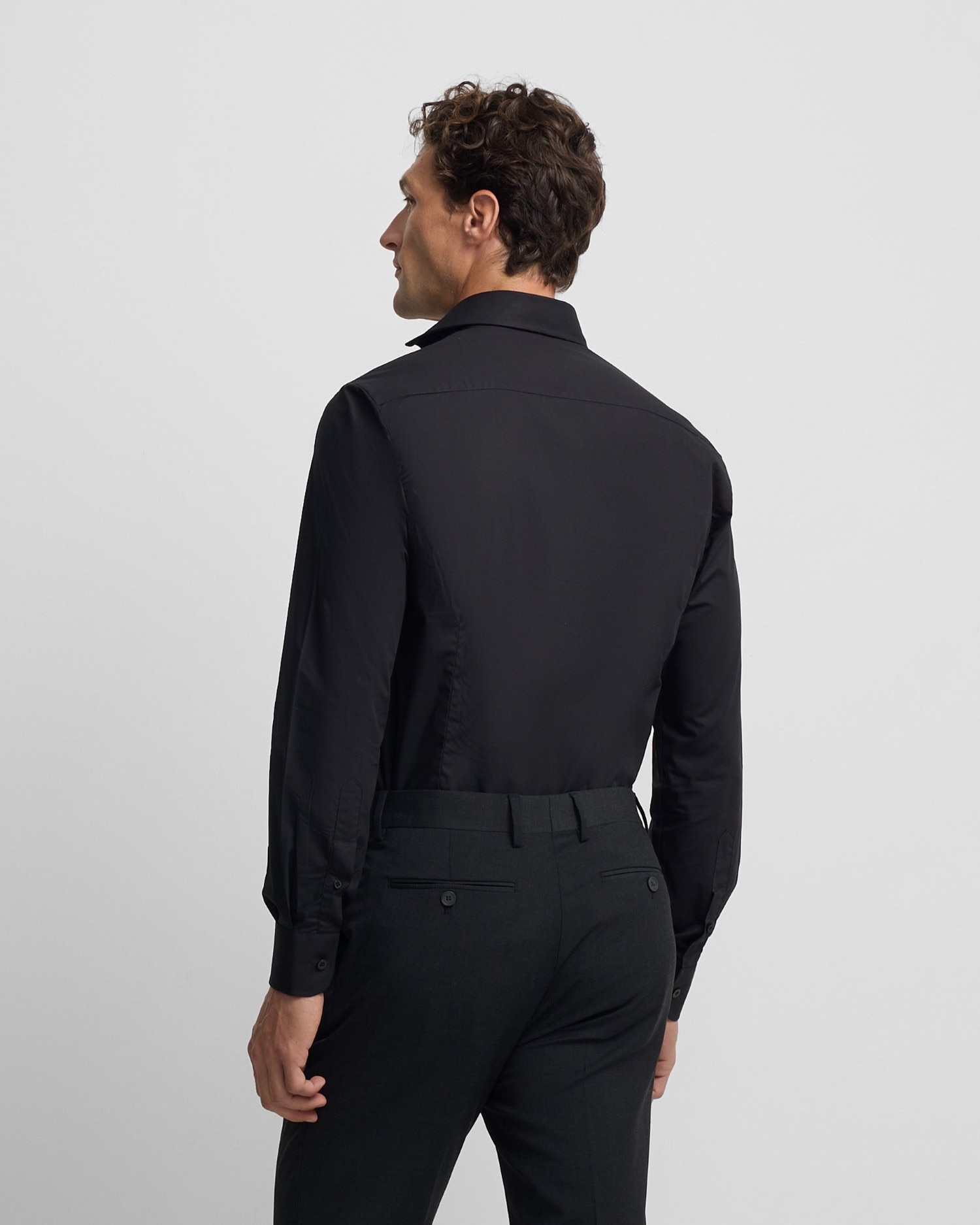 Camisa de vestir de hombre lisa azul - Silbon - Negro Negro-2