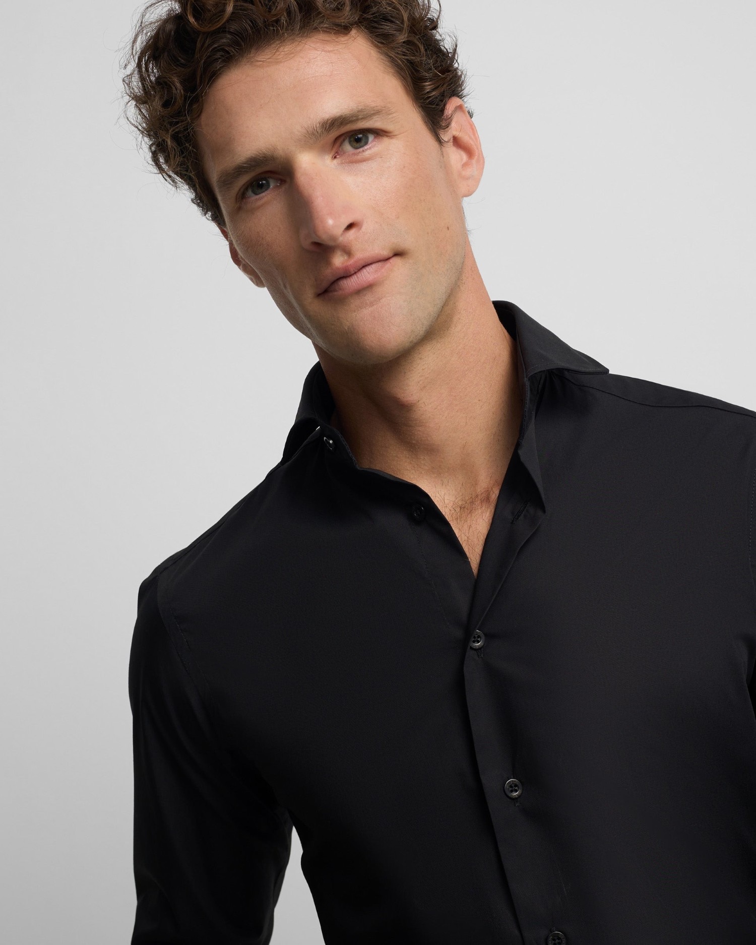 Camisa de vestir de hombre lisa azul - Silbon - Negro Negro-3