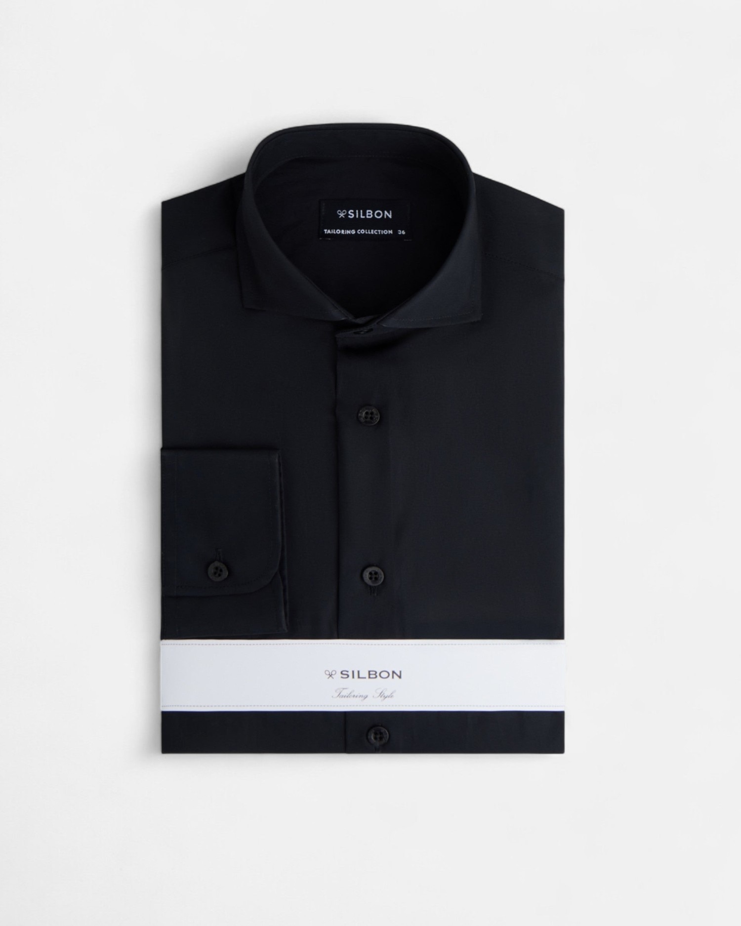 Camisa de vestir de hombre lisa azul - Silbon - Negro Negro-5