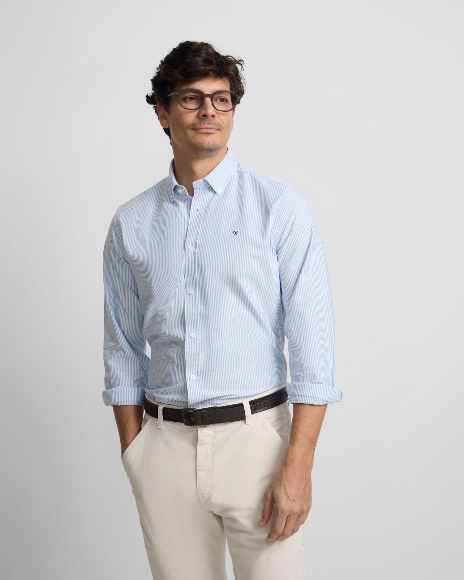 Silbon - Camisa de hombre sport oxford rayas.