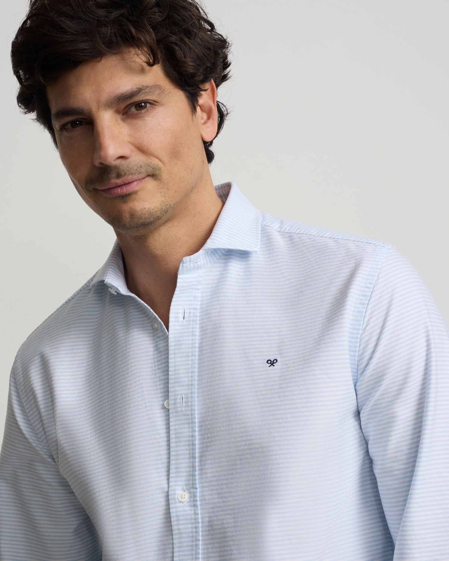 Camisa de hombre sport oxford rayas horizontales - Silbon - Azul celeste Azul celeste-3